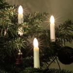 Lichtsnoer kerstboom, 15 kerstkaarsen 9,8m verlichte mini lichtketting binnen met stekker, kaarsenlichtketting stroomkabel groen kerstboomkaarsen wit, 150933