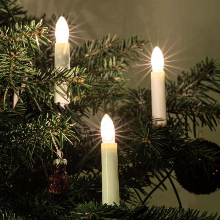 Lichtsnoer kerstboom, 15 kerstkaarsen 9,8m verlichte mini lichtketting binnen met stekker, kaarsenlichtketting stroomkabel groen kerstboomkaarsen wit, 150933