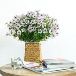 Kunstbloemen, 8 bundels voor buiten, uv-bestendig, namaakbloemen, vervaagt niet, groene kunstplant, tuin, veranda, raam, box, kantoor, struiken, decoreren (wit)