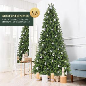100% PE kunstkerstboom 180 cm, kunstkerstboom met 762 PE-takken, edele Nordmann-spar inclusief handschoenen en metalen standaard