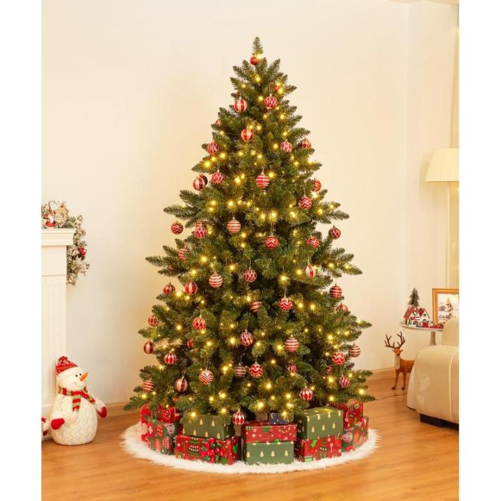 Kunstkerstboom met verlichting, kleurrijke led met houten standaard, kerstdecoratie, 150 cm
