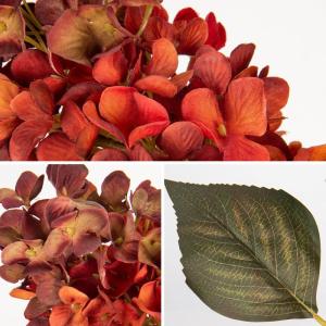 3 STKS Herfst Nep Hortensia Zijde Bloemen 27,5 inch Hoge Kunstmatige Hortensia, Oranje Kunstbloem Zijde Hortensia Lange Stengel voor Bloemstuk Herfst Decoraties