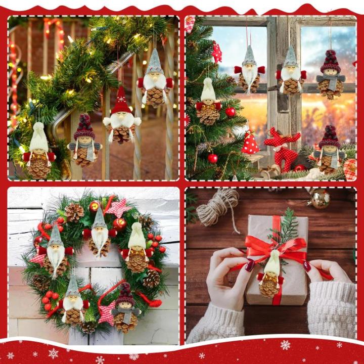 Kleine kerstversiering, 8 stuks dennenappels, kerstboom, kerstkabouter, kleine dennenappels, decoratie, mini-kabouter, boomversiering, Kerstmis, decoratieve kabouter, kersthanger