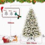 Kerstboom met ledlampjes en sneeuwvlokken, metalen standaard, kunstkerstboom, voor kerstdecoratie (150 cm met kleurrijke leds)