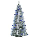 Künstlicher, vordekorierter, beleuchteter Pop-up-Weihnachtsbaum mit hängenden Kugeln für Weihnachtsdekoration (Blau und Weiß), 1,8 m