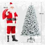 Vija Kunstkerstboom, versierde kerstboom, gevlokte look met standaard, buigbare 995 pvc-takken, moeilijk ontvlambaar, opvouwbare kerstboom, dennenboom, 180 cm