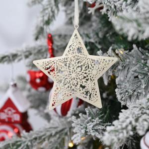 metalen kerstboom ornamenten, 6 stuks 12 cm witte kerstboom ornamenten, hol hart, ster, boomvormige hangende , ijzeren ambachten cadeaulabel