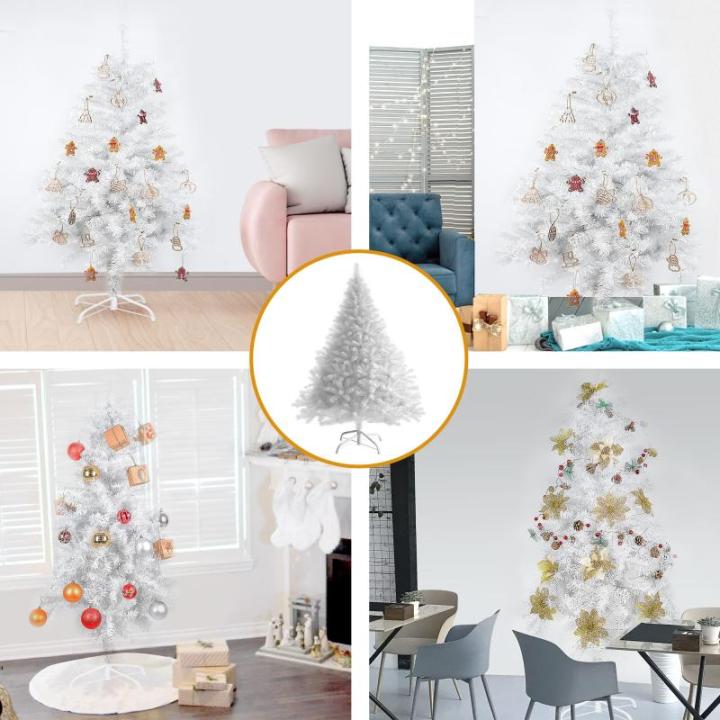 Kunstkerstboom 180 cm (diameter ca. 105 cm), 1,8 m kunstwitte kerstboom met 900 takken, verwijderbaar inklapbaar en moeilijk ontvlambaar, kerstboom met metalen standaard (diameter 