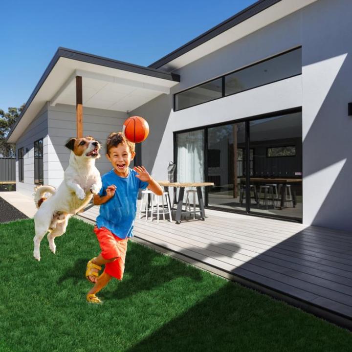 Kunstgras voor buiten, 55-delige set, 5 m², 30 x 30 cm, vloerbedekking van PE, 40 mm poolhoogte, grastapijt met drainagefunctie, grastapijt, kunststof kunstgrastapijt gazontapijt