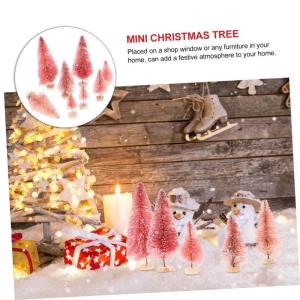 8st Desktop Kerstbomen Boom Sneeuwroestbomen Kerst Tafeldecoratie Kerstdecoratie Mini Kerstbomen Met Vorst Ornamenten Sisal Sneeuwbomen Lichten Roze IJzerdraad