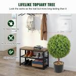 2 x buxusballen, kunstzinnig, Ø 40,6 cm, tuindecoratie, buxus in bloempot, bol, kunstplant van PE, hout, PP incl. 4 stuks decoratieve vlinders en 10 stuks reservebladen