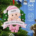 Gepersonaliseerde kersthangers met naam Baby's eerste Kerstmis - 2023 kunsthars kerstboomversiering, gepersonaliseerde , cadeaus voor baby's, dochters, kleinkind, bloemenkrans