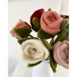 Handvilten rozen - van vilt (per stuk) - vilten roos - vilten bloemen - handgemaakt - Fair Trade (wit (1 stuk))