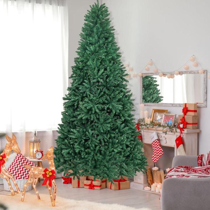 Kunstkerstboom, 180/225/275 cm, dennenboom met metalen standaard, kunstboom kerstklapsysteem, pvc-naalden, ideaal voor thuis, kantoor, winkels en hotels, groen (275 cm)