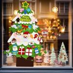 Vilten kerstboom voor kinderen, doe-het-zelf vilten kerstboomset, 3.2ft vilten kerstboom voor peuters met 30 stuks afneembare ornamenten en 5M LED-verlichting, wandhangende vilten 