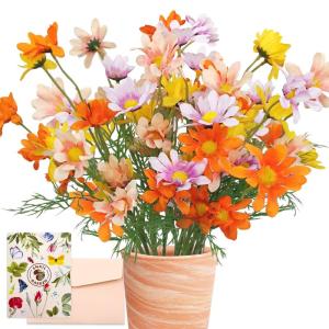 SNAILGARDEN 12 bundels kunstmatige madeliefjesbloem, 60 koppen kunstzijde wilde bloemen, plastic nep margriet madeliefjesbloemen boeket voor boerderij, tuin, binnen en buiten, deco