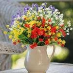 voor buiten, uv-bestendig, kunstplanten, bloemen in grote hoeveelheden voor het ophangen van plantenbakken, buiten, veranda, vaas, thuis, raamdecoratie, 8 bundels