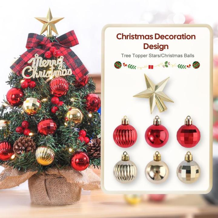 Mini kerstboom kleine kerstboom met verlichting LED tafel kerstboom klein kunstmatig versierd voor Kerstmis decoratie 60 cm