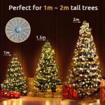 Kerstverlichting met ring, 400 leds, kerstboom lichtketting met 8 strengen, 2 m, kerstverlichting, lichtnet voor 150 cm - 240 cm boom (warm wit)