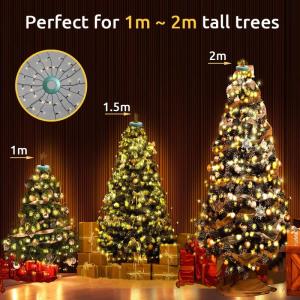 Kerstverlichting met ring, 400 leds, kerstboom lichtketting met 8 strengen, 2 m, kerstverlichting, lichtnet voor 150 cm - 240 cm boom (warm wit)