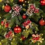 6 x decoratieve maretak, decoratieve maretakjes om op te hangen, decoratieve takken als knutselbenodigdheden, verfraait geschenken en potpourris (6 stuks - rood + groen + bruin)