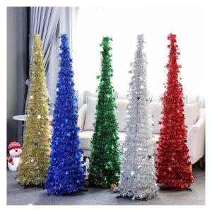 Kuaizi Weihnachtsbaum Ornament einziehbare Weihnachten Liefert Wolle Top Christmas Tree Folding Weihnachtsdekor Fit for Home Party Jingxin(1.2M,Blu)