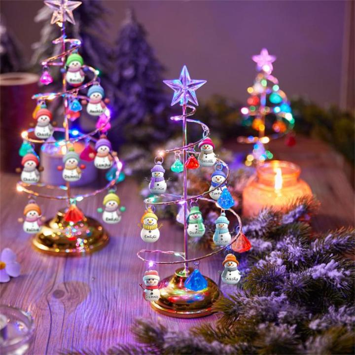 Gepersonaliseerde Sneeuwpop Kerstboom Familienaam Metalen Kerstboom Sneeuwpop Familie Kristal Boom Verjaardag Kerstdecoratie Geschenken, Stijl 8