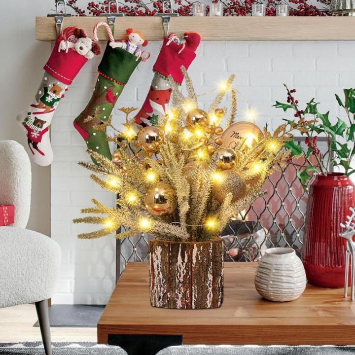 Kleiner Weihnachtsbaum mit Beleuchtung, 30cm Mini Weihnachtsbaum Weihnachtsdeko Beleuchtet Künstlicher Weihnachtsbaum LED Weihnachtsbeleuchtung Klein Tannenbaum für Weihnachten D