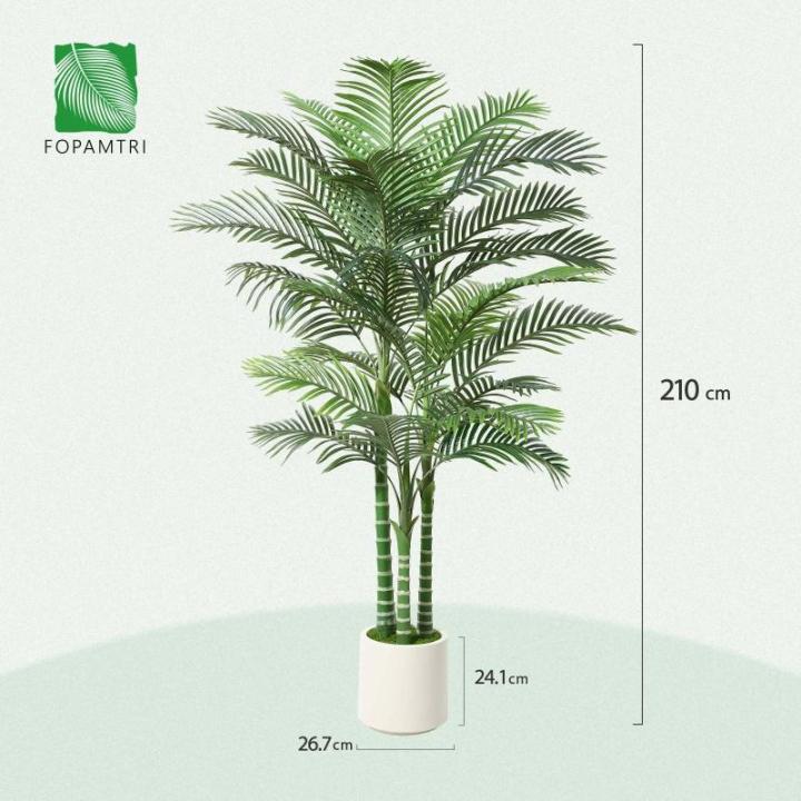 Kunstpalm, 210 cm, grote areca palm in witte pot, , kunstpalm voor huis, woonkamer, slaapkamer, kantoor, balkon, tuindecoratie