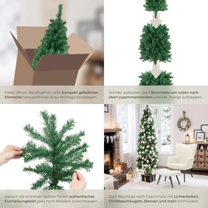 Künstlicher Weihnachtsbaum, naturgetreu, Weihnachtsbaum mit biegsamen Zweigen, voluminöses Nadelkleid, pflegeleicht, stabil, einfacher Aufbau, Tannenbaum künstlich als Weihnacht