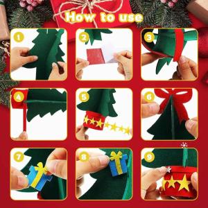 3-delige knutselset voor kerstboom, vilten kerstdecoratie, kerstknutselset, doe-het-zelf kerstknutselen, decoratieset voor winter, ideaal knutselhandwerk voor winter, Thanksgiving,