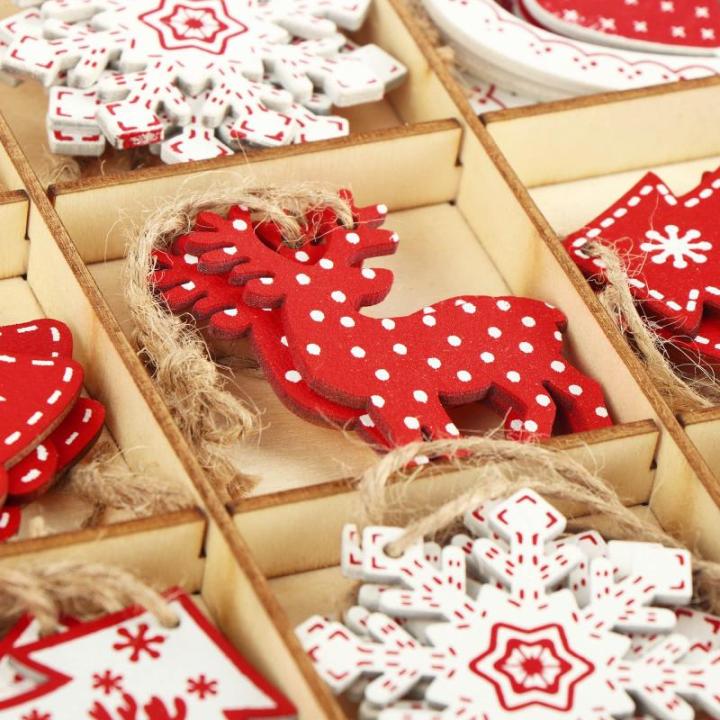 27-delige Kerstboom Decoratie Houten et - Kerstboom Decoraties voor het versieren van de kerstboom - Kerstboom Decoraties (X Mas 2)