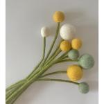 9 vilten bloemen, kleine bloemengroet, bloemenboeket, Moederdag, handgemaakt (geel)