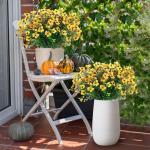 Kunstbloemen, 8 bundels buiten, uv-bestendig, namaakbloemen, vervaagt niet, groene kunstplant, tuin, veranda, raam, box, kantoor, struiken, decoreren (geel)