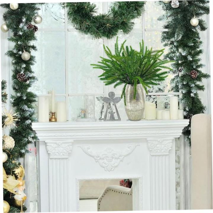 12 Stück Norfolk-Tanne-Stängel, realistische künstliche Tannenzweige, weicher Kleber, Norfolk-Tanne-Weihnachtszweige für Weihnachten (25,6 Zoll), künstliche Pflanzen
