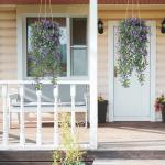 4 stuks , hangende kunstbloemen, decoratie, kunstklimop, kunstbloemen, hangplanten, kunstbloemen als echte vines, voor tuin, balkon, decoratie, blauw-paars