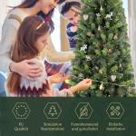 Kunstkerstboom Slim 210 cm, dennenboom met handschoenen en metalen standaard, potlood kerstboom met 818 pvc-punten, groen