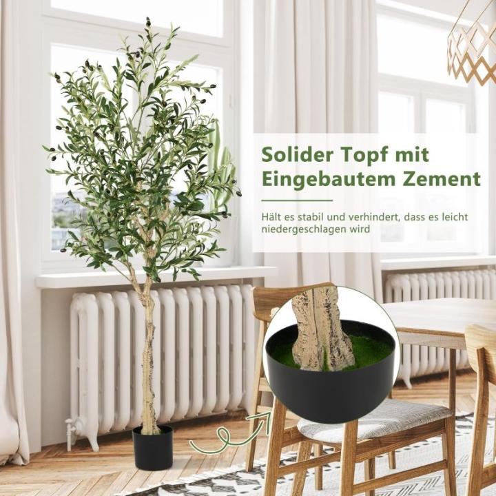 Olijfboom, kunstplant, 182 cm, grote in pot, kunstboom, lijkt op een echte plant, plastic plant, decoratie, woonkamer, slaapkamer, kantoor (182 cm, 1)
