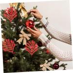 Ceramic Ornaments 10 Stück Weihnachtsblätter für den Außenbereich, Weihnachtsbaum, künstliche Blätter, künstliche Tannenzweige, Weihnachts-Tannenzweige, glitzernde Blätter,
