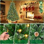 Kunstkerstboom met verlichting, sneeuweffect, led, kerstboom, dennenbouw, kerstdecoratie met ijzeren standaard, 120 cm, 120 cm