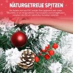 arivoo Binja Opvouwbare kerstboom, versierd met 500 takken, 24 dennenappels, 18 bessen en standaard, buigbare pvc-punten met sneeuwvlokken, moeilijk ontvlambaar (H150 cm)