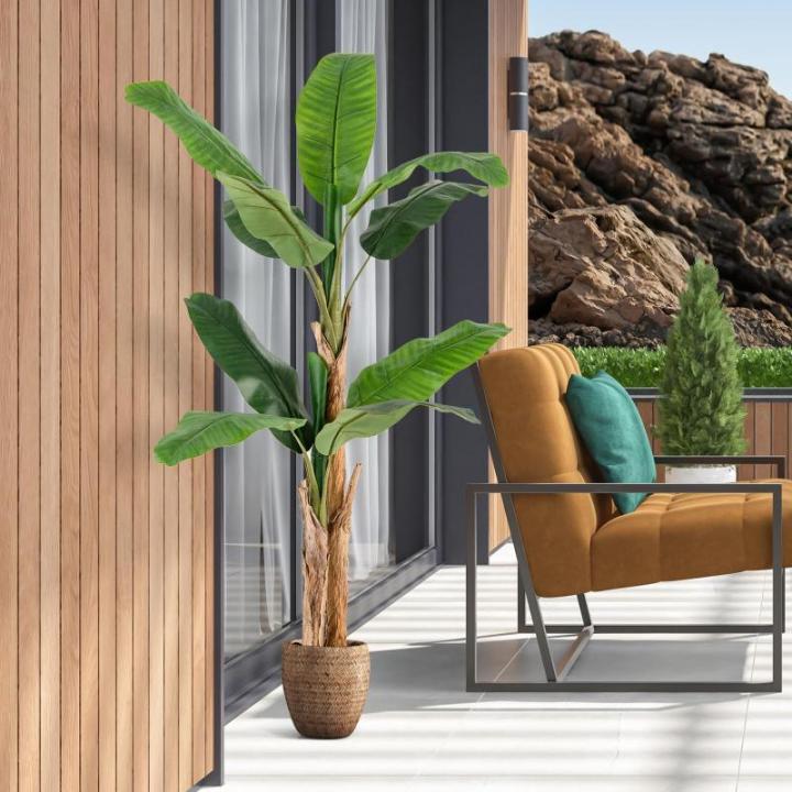 Bananenboom, kunstplant, kunstplant, banaan, 165 cm, grote kunstplant, bananenplant met 10 bladeren, kunstplant, plastic plant, decoratieve plant voor woonkamer, slaapkamer, kantoo