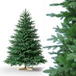 Nordmann Kunstkerstboom, pvc en PE, 150 cm, met houten standaard, moeilijk ontvlambare automatische kerstboom, natuurgetrouwe kunstkerstboom