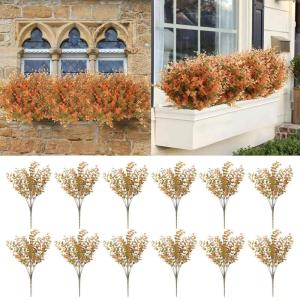 12 Stück Kunstblumen Outdoor Wetterfest Künstliche Blumen wie Echt, Kunstpflanzen UV-beständig Balkonpflanze Plastikblumen für Außen Balkon Balkonkasten Garten Außenbereich