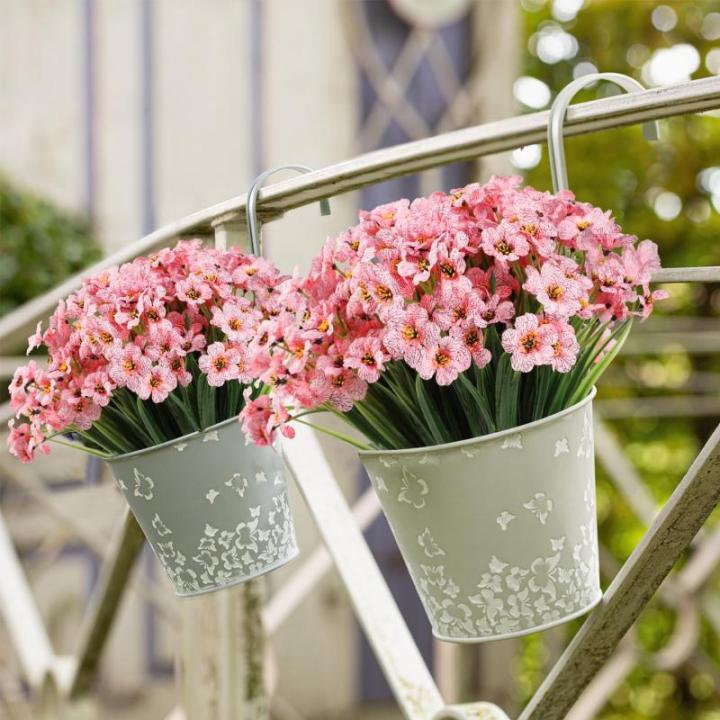 12Pcs Outdoor Nep Planten UV Bestand Outdoor Planten Plastic Faux Bloemen Planten Bulk Voor Indoor Outdoor Opknoping Planter Tuin Venster Doos Thuis Bruiloft Decor