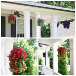 Hangende kunstbloemenmand, nep hangende plant, zijden orchideebloemen, kunstbloemstuk voor buiten tuin, tuin, zakje, patio binnen, woondecoratie (oranje)
