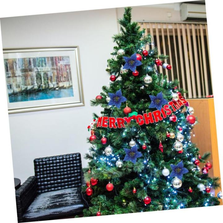 7st Künstliche Blumen Weihnachtskugeln Weihnachtsschmuck Aus Silbernem Weihnachtsstern Künstliche Weihnachtsblumenverzierung Weihnachtspicks Und Sprays Mini Mittelstücke Tür Sp