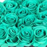 Rozenbox hart, 18 rozen, Flowerbox zwart, 10 jaar houdbaar, cadeau-idee, decoratieve bloemenbox, turquoise