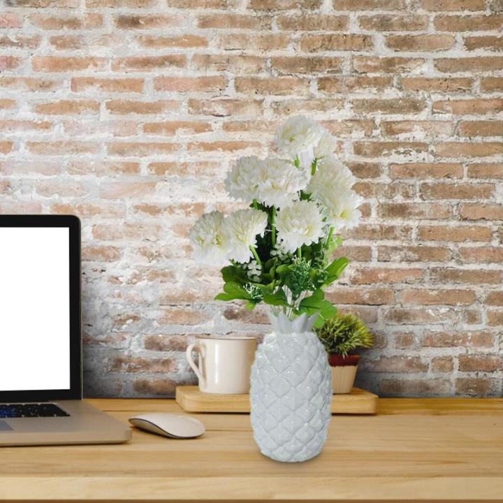 Kunstblumen Seide Pompon-Chrysantheme Künstliche Innen Weiß Seidenblumen Dekoration für Haus Geschenk