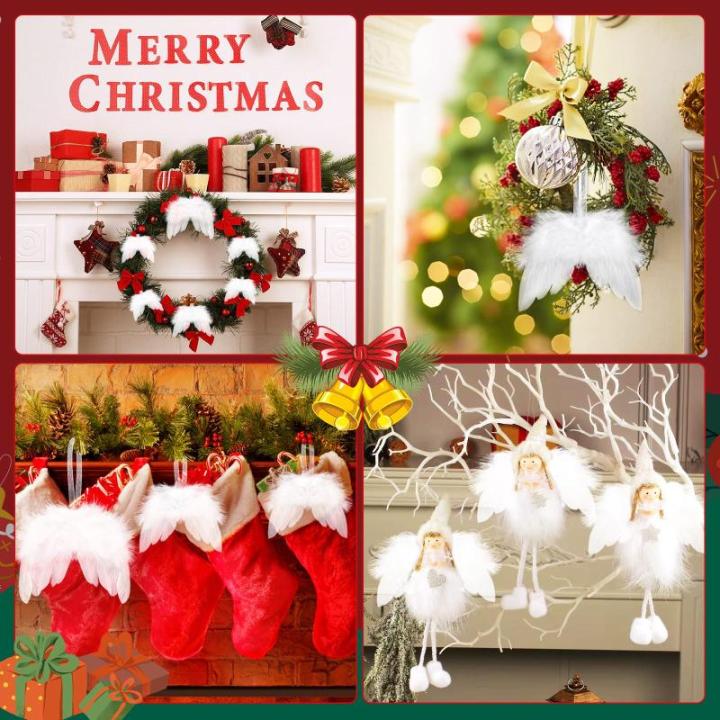 10 stuks kerstengelenvleugels, witte kerstboomversiering, kerstversiering, witte engelenvleugels, kerstversiering voor kerstfeest, decoratie, doe-het-zelf handwerk